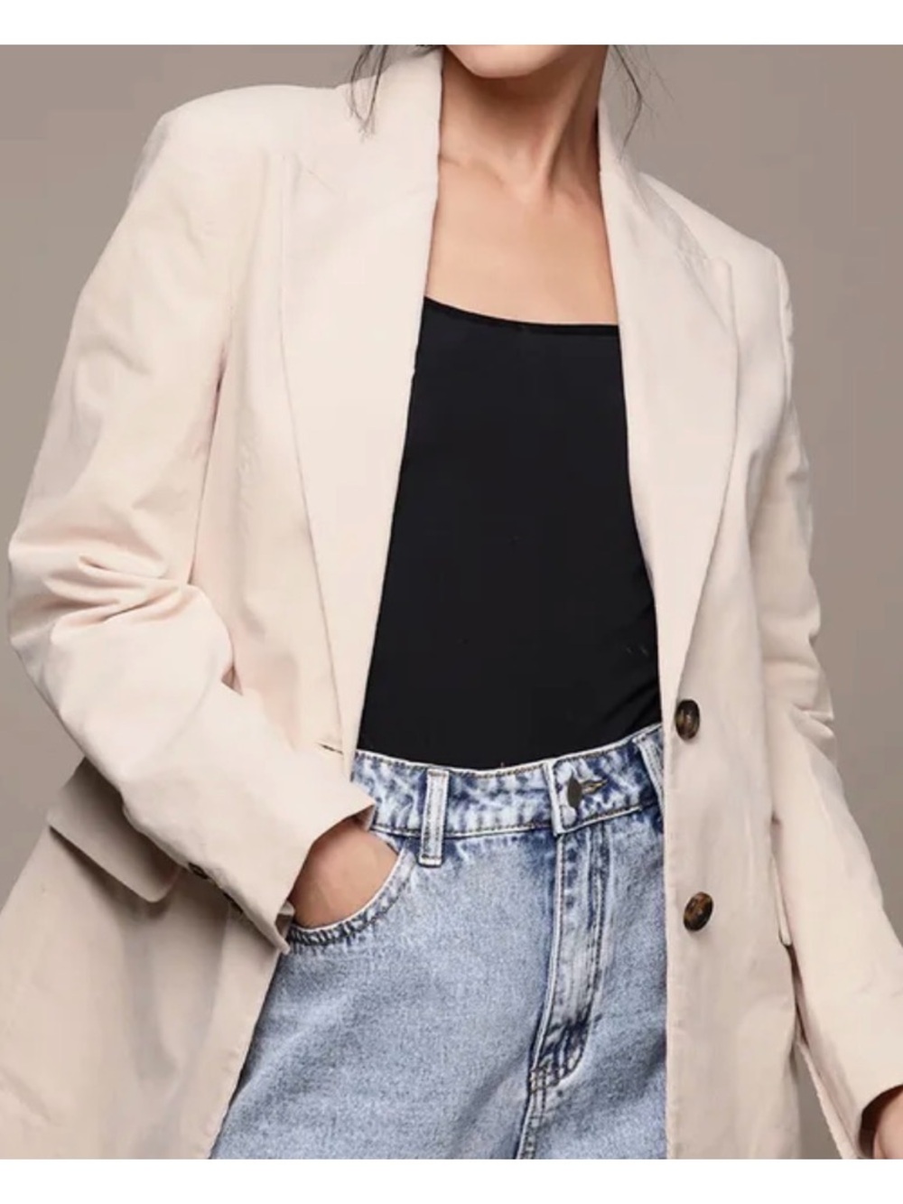 MANGO NWT Women Single Breasted Corduroy Sustainable Blazer. (Mix28)